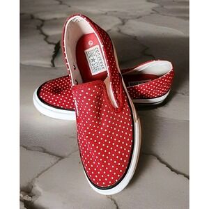 Converse Slip-Ons Women's 7.5 One-Star Red Polka Dot Canvas Loafers Valentine 💝